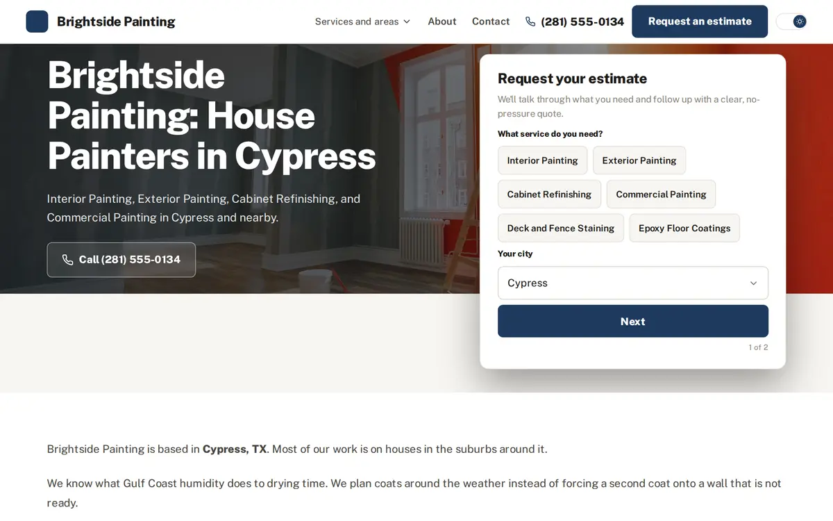 Clear Quote website design, sample home page