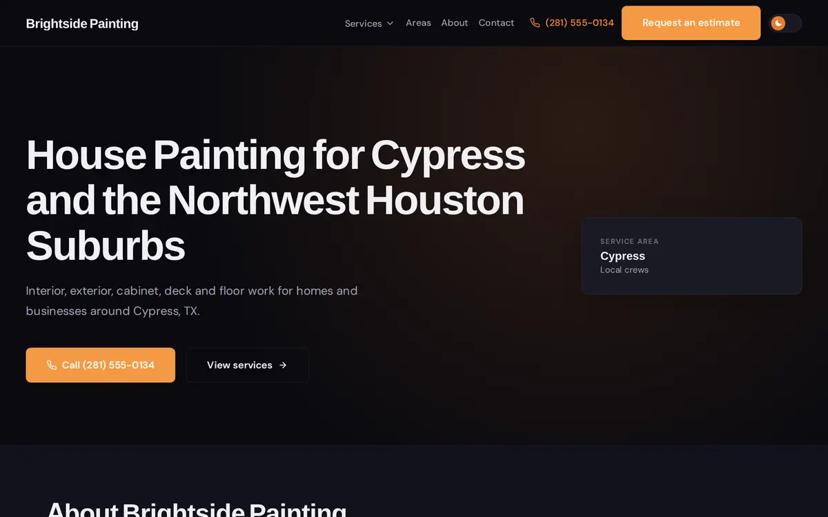 Dark Authority website design, sample home page