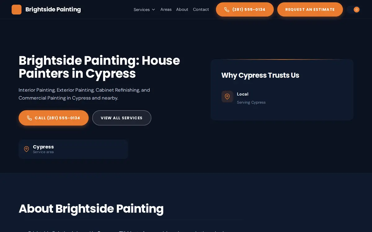 Dark Forge website design, sample home page