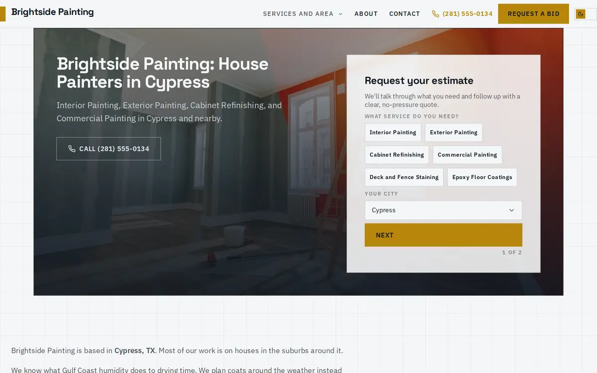 Spec Sheet website design, sample home page